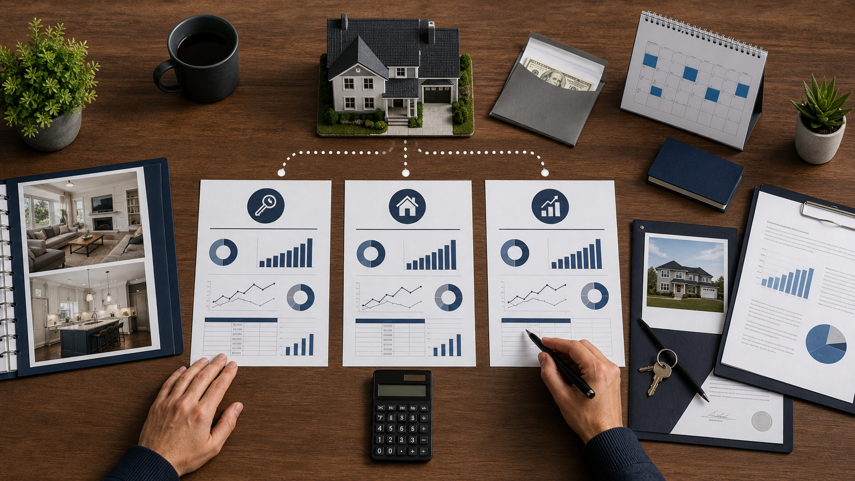 One renovated property being evaluated with three consistent financial worksheets, reserves, a rent calendar, sale documents, and refinance documents